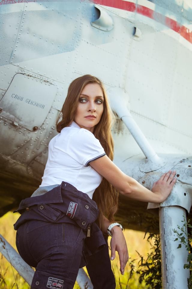 Поло женское Pilot ,белое с синим