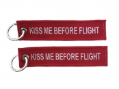 Брелок «Kiss me before flight» red  / жаккардовый   