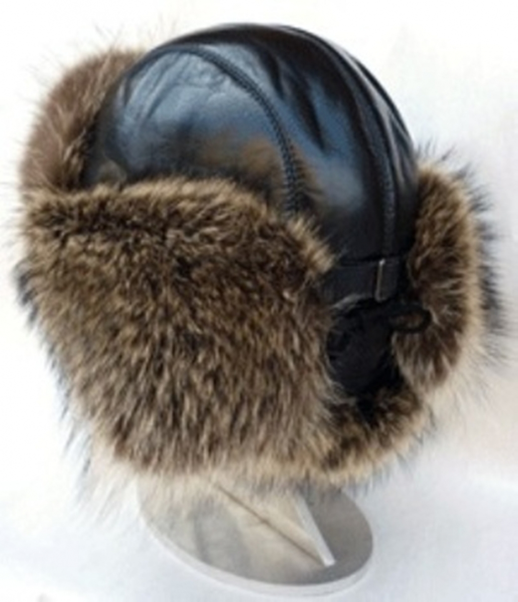 Шлем из енота  / чёрный 