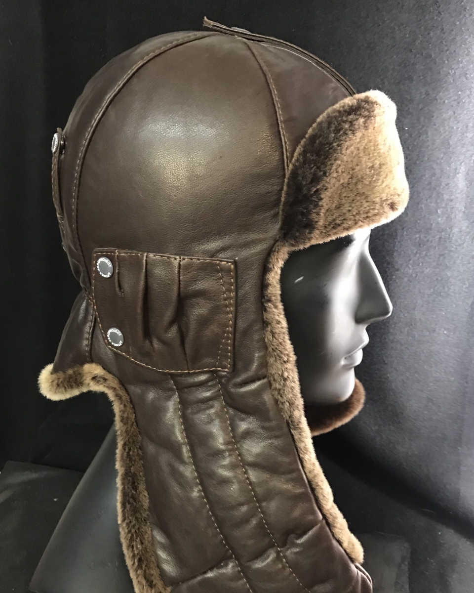 Шлем овчина  с   длинным  ухом /коричневый  