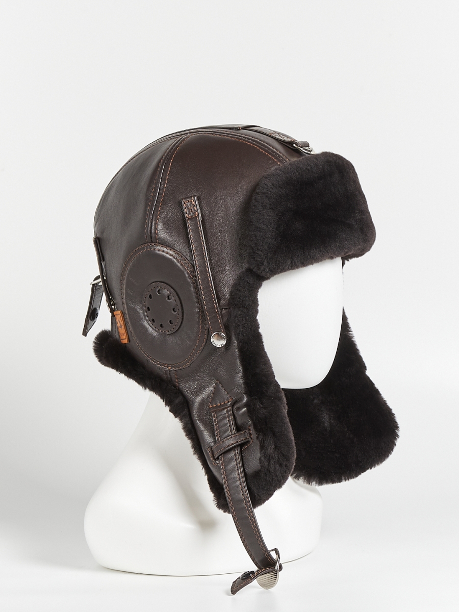 Лётный шлем на натуральной  овчине/ коричневый  