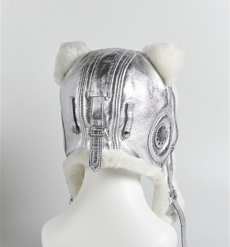 Шлем овчина с ушками/ серебристый 