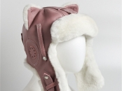 Шлем овчина с ушками/ розовый  
