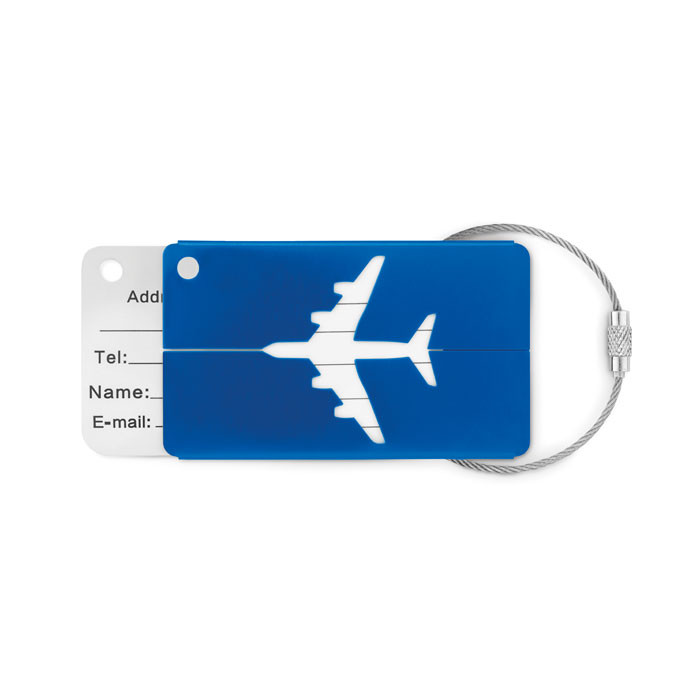 Багажная бирка с самолетом / синяя